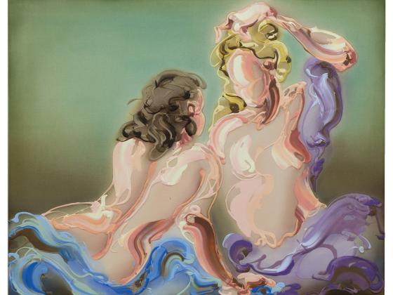 The almost brutal use of color by Lennart Grau finds a fascinating counterpoint in artistic borrowings from the lightness and light-heartedness of rococo. Impressed by the human capacity for decadence, as embodied by this bygone society in particular, the artist feels inspired to create provocatively kitschy quotations: Angels, classical still lifes and epic stagings are perfect models for him to melt the superficial glamor of this era in his paintings and shape its typical ornaments into pretty ulcers. 