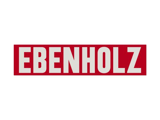 white text "EBENHOLZ", in red square