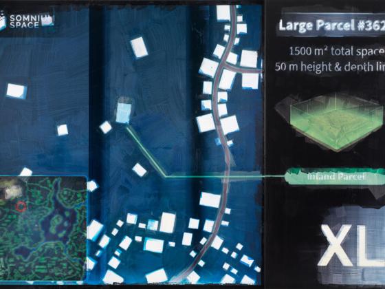 Die Abbildung zeigt das Werk "Metaverse Landscape 27" von Simon Denny