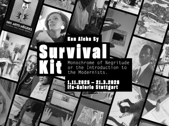 Invitation card for Ken Aichas exhibition Survival Kit at ifa-Galerie Stuttgart