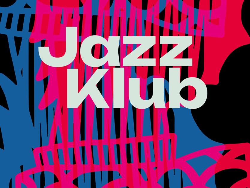 Schriftzug "Jazzklub" auf buntem abstraktem Design