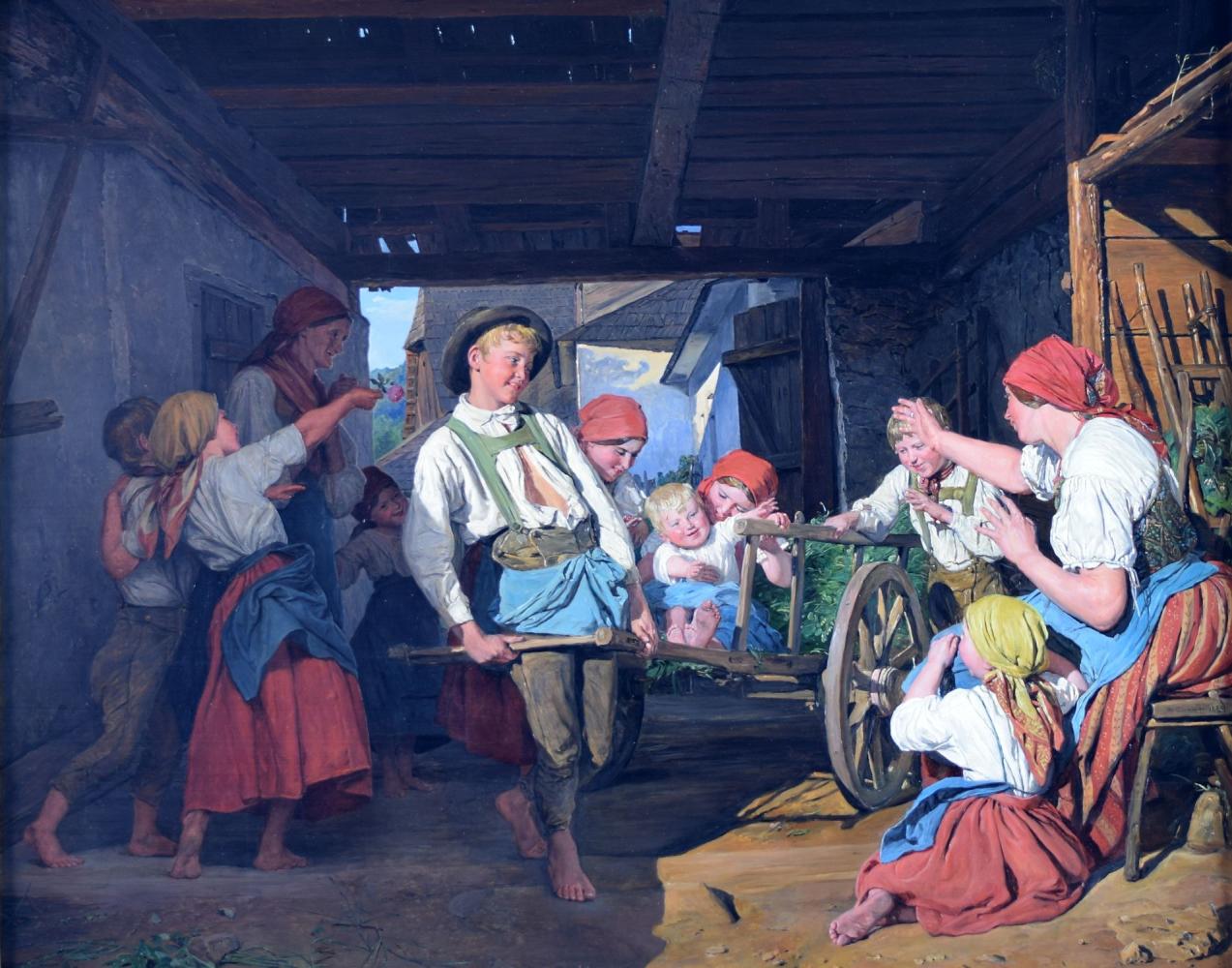 Ferdinand Georg Waldmüller "Hansl's erste Ausfahrt (Heimkehrende Kinder)", 1858 