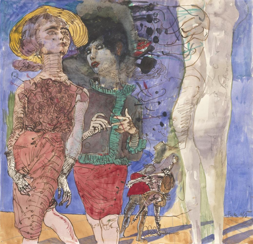 Werner Tübke "Frauen auf der Straße. 'Zu Lebenserinnerungen des Dr. jur. Schulze III", 1965