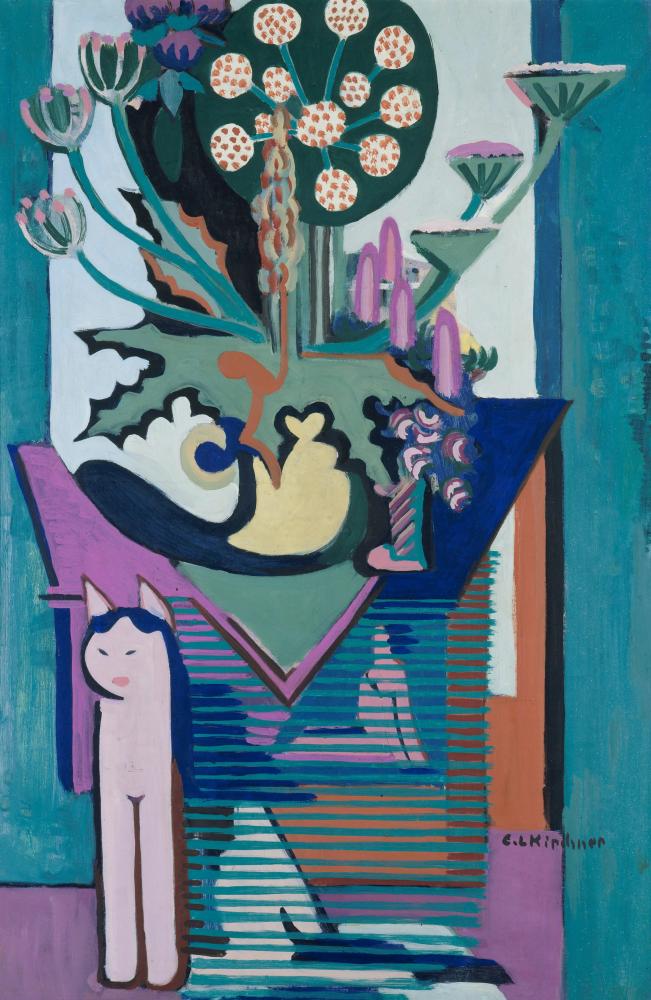 Ernst Ludwig Kirchner "Wiesenblumen und Katze", 1931/32