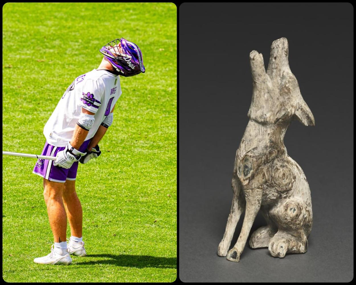 Ein Lacrosse-Spieler wird zum "Heulenden Wolf" (Südsibirien, ca. 500–200 v. Chr.)