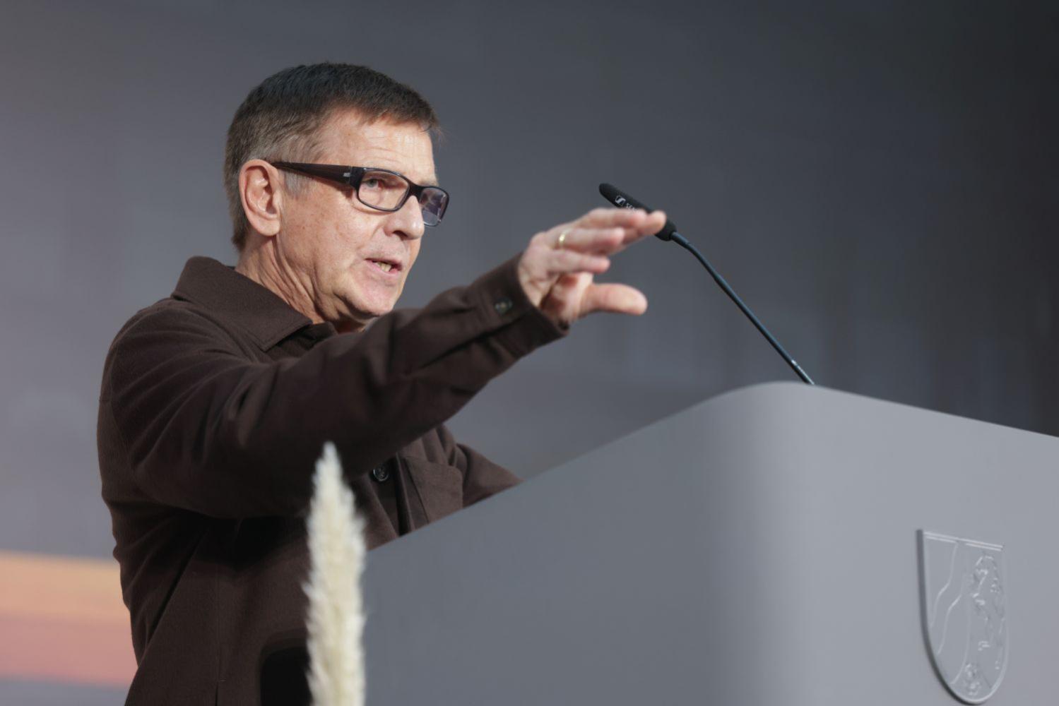Fotograf Andreas Gursky bei der Verleihung des Staatspreises des Landes Nordrhein-Westfalen in Düsseldorf